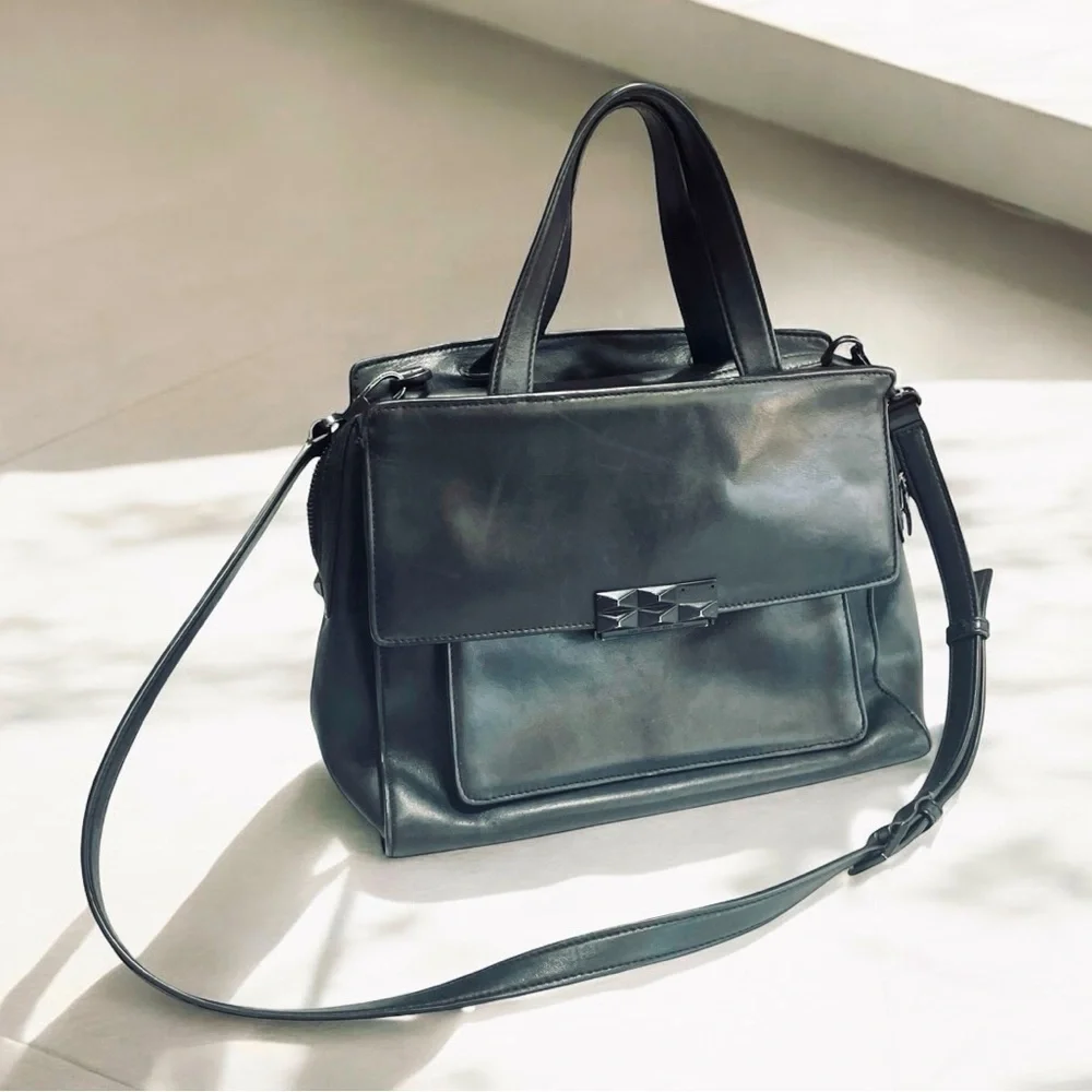 Kate Spade Sample Black Leather Tote Handbag, Work Bag  12”L x 10”H x 5.5”W